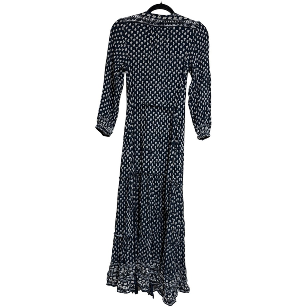 Faherty Orinda Long Sleeve Maxi Dress in navy blue and white. Sz S - Picture 6 of 16